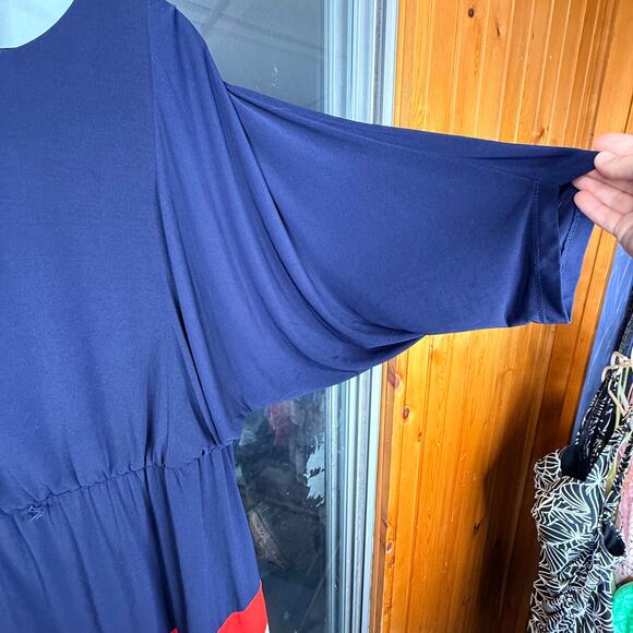 JESSICA HOWARD 22W Multi Color-Block Loose Fit Dress Flattering Feminine Navy - Picture 8 of 9